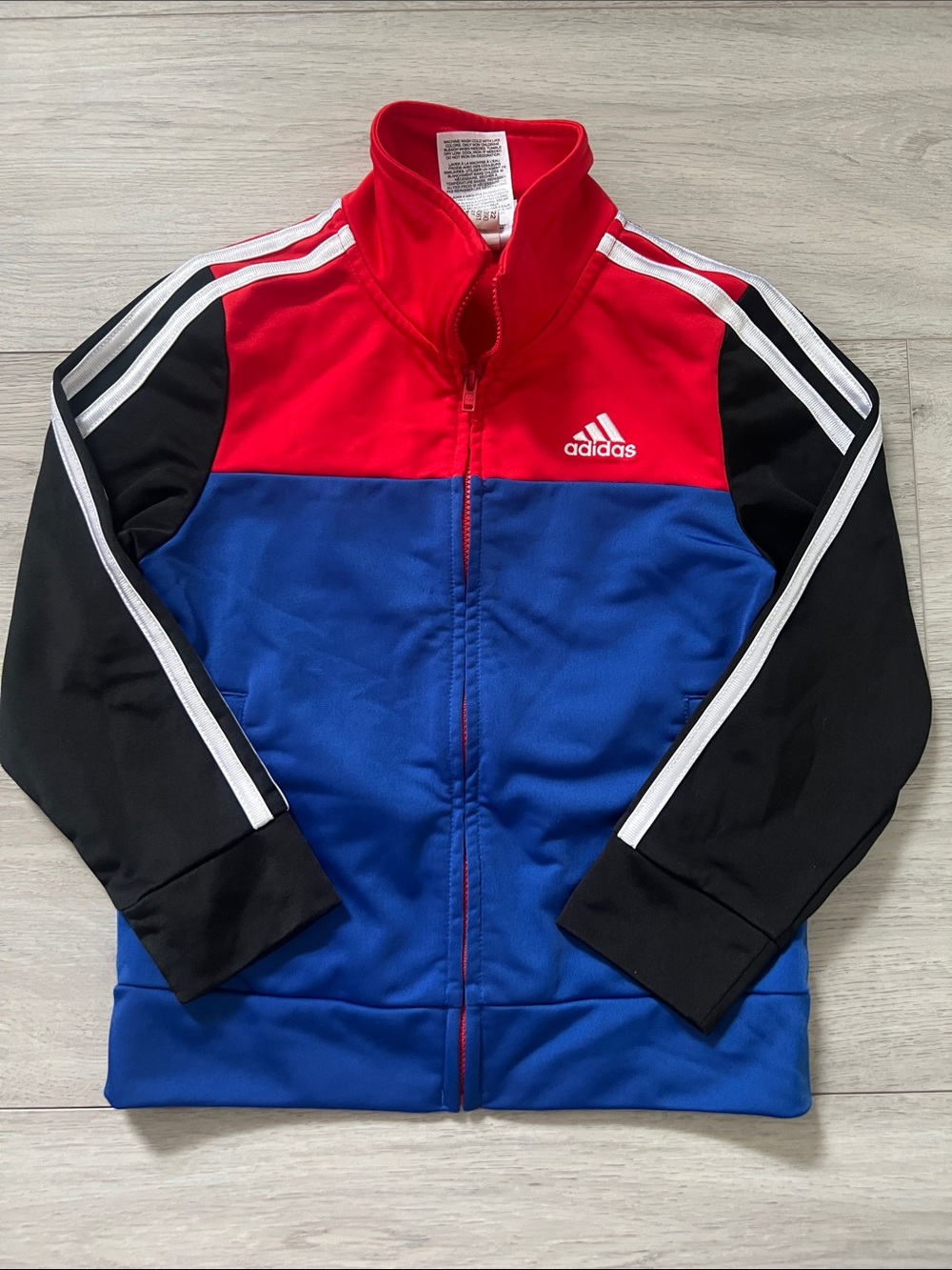 Adidas Boys Size 4T Red & Blue Colorblock Classic Zip Up Athletic Jacket Size 4T